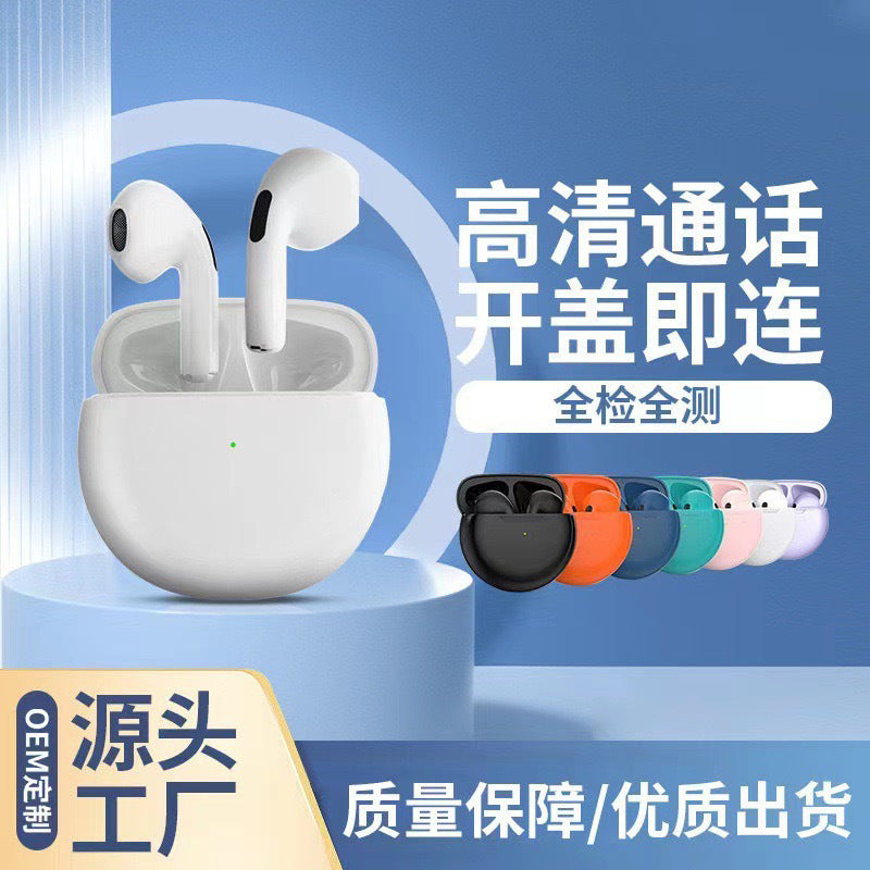 pro6 Blue Headphones J6 Blue Headphones Touch Noise Cancellation Wireless Stereo pro4TWS Headphones Factory