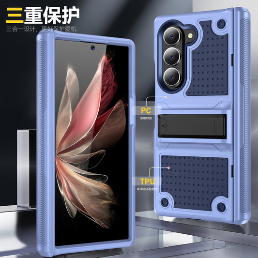 For  zflod6 phone case zflod5 Elegant zflip5/4 color contrast 2-in-1 anti-fall case tide