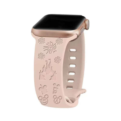 Apply AppleWatch8/7 / ultra3456SE generation of monochromatic silicone carve patterns or designs on woodwork process castle strap
