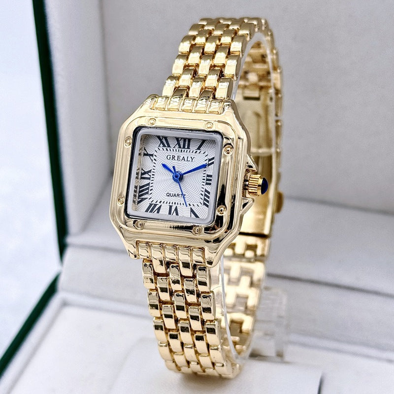square watch for women, retro classic ladies' wristwatch, fashionable quartz watch