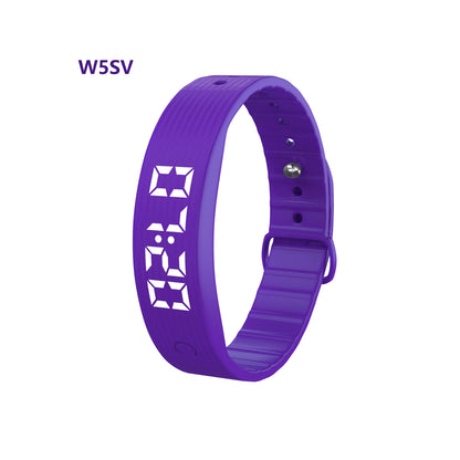 Vibrating alarm clock, countdown timer, stopwatch, sleep monitoring, step-counting, rechargeable, eco-friendly silicone wristband W5SV