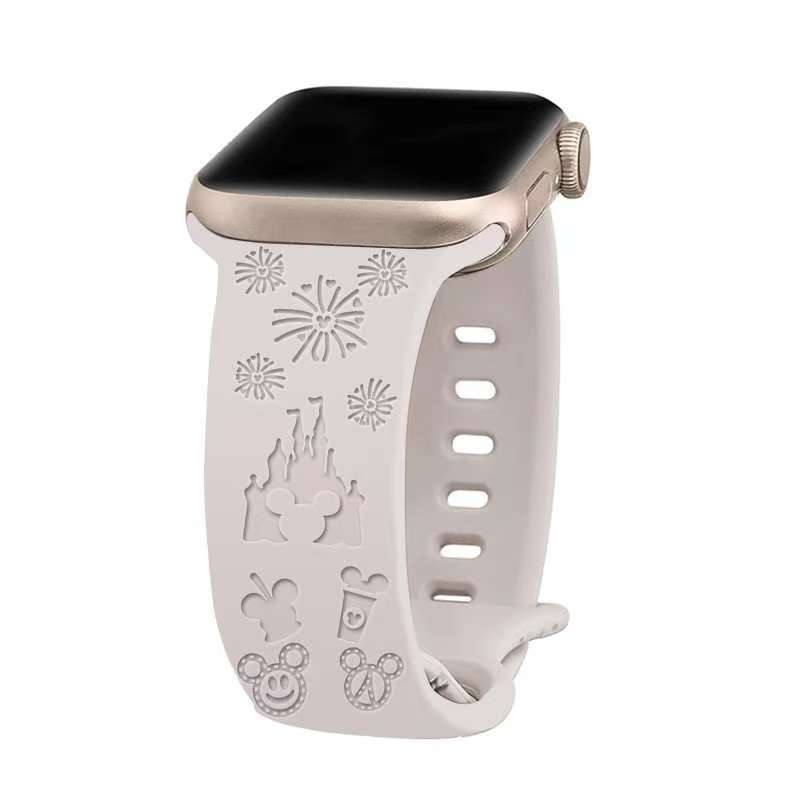 Apply AppleWatch8/7 / ultra3456SE generation of monochromatic silicone carve patterns or designs on woodwork process castle strap